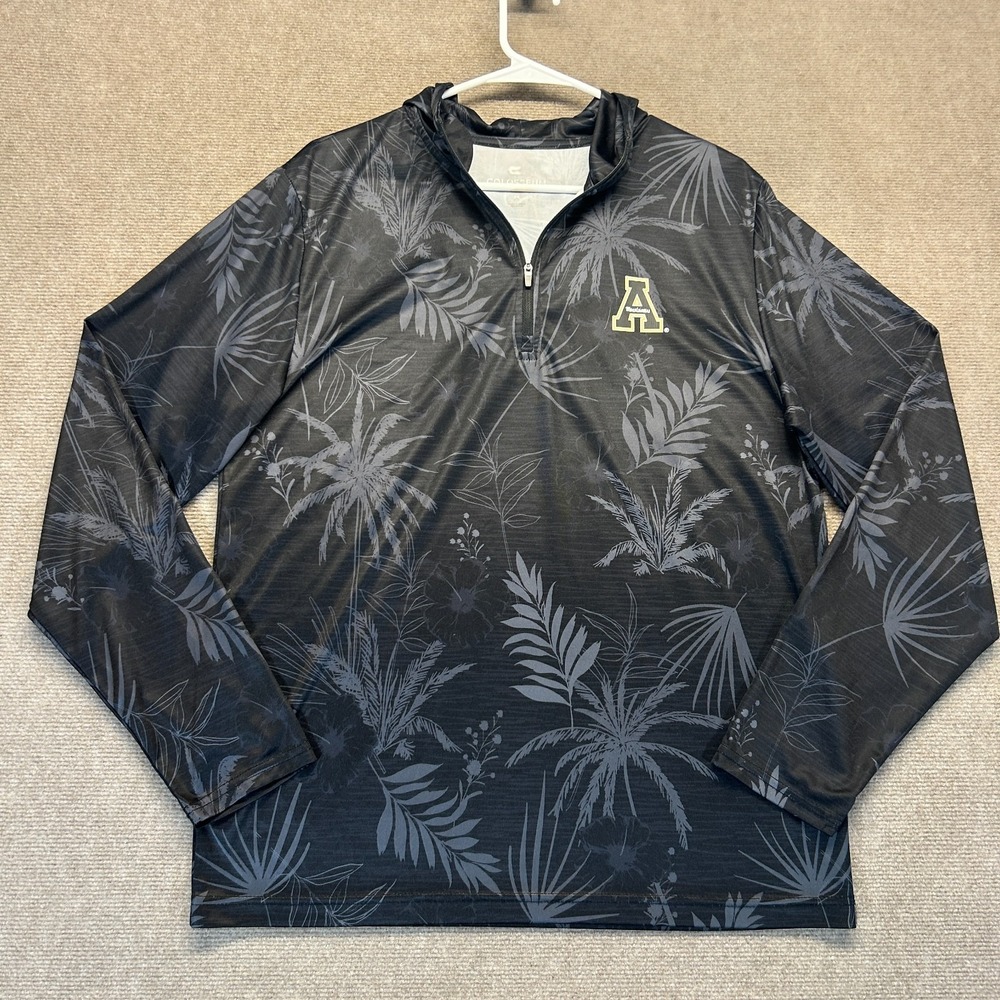 Appalachian State Lightweight Hoodie Men's M Pullover 1/4 Zip Black Gray Floral